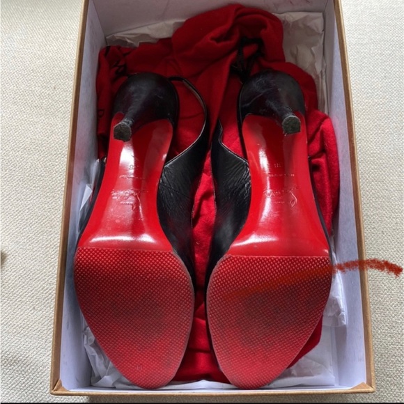 Authentic Christian Louboutin Black Sling back pumps size 8 - Picture 3 of 5